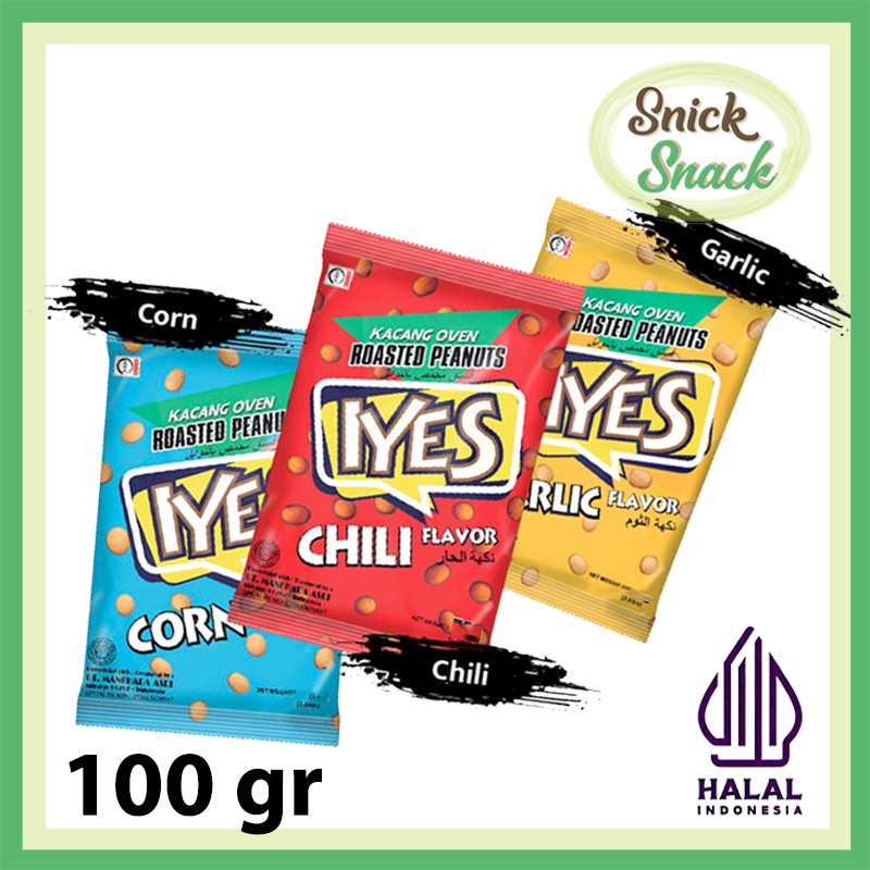 

Iyes Kacang Oven Roasted Peanuts 100 gr Garlic Chili Corn Snack Cemilan Kacang Enak