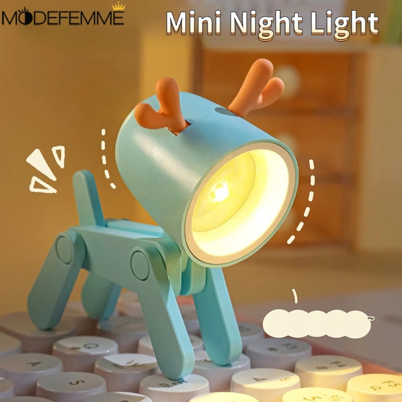 Perawatan Mata Bertenaga Baterai Lampu Samping Tempat Tidur Siswa Anak Lampu Baca Serbaguna Berbentuk Rusa Lampu Meja Kamar Tidur Desktop LED Lampu Hias Mini Lucu Pet Night Light