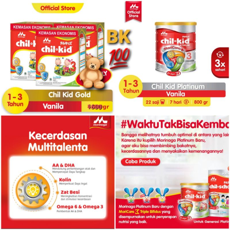 CHILKID 3 MORINAGA Susu Pertumbuhan Untuk Anak Usia 1 - 3 Tahun