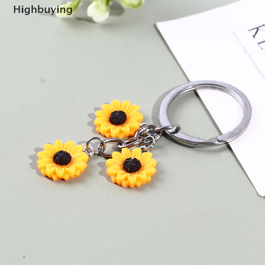 Hbid Lucu Resin Bunga Daisy Gantungan Kunci Sun Flowers Keying Bag Pendant Hadiah Sahabat Glory