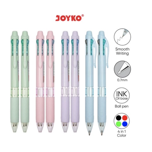 

Ball Pen Pulpen Pena Joyko BP-348 Quaco 4 0.7 mm 4 Warna Colors