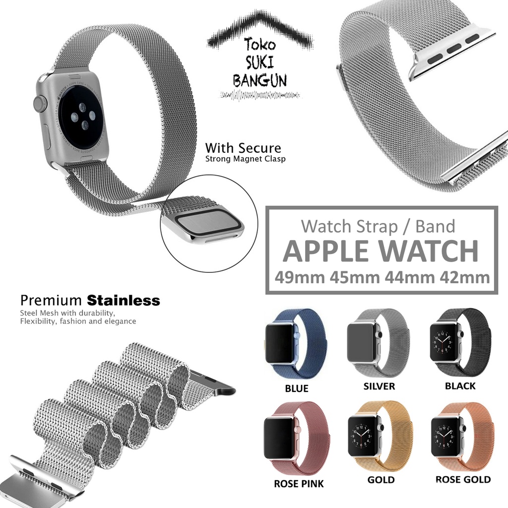 Strap Apple Watch Series Ultra 8 7 6 5 4 3 2 1 49mm 45mm 44mm 42mm TALI JAM Magnet Milanese Stainless Steel