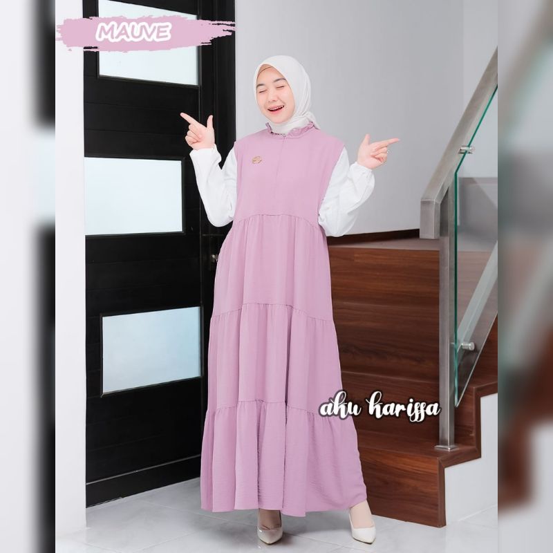 Nafiya dress aku karissa/gamis dress crinkle best seller/cod gamis aku karissa