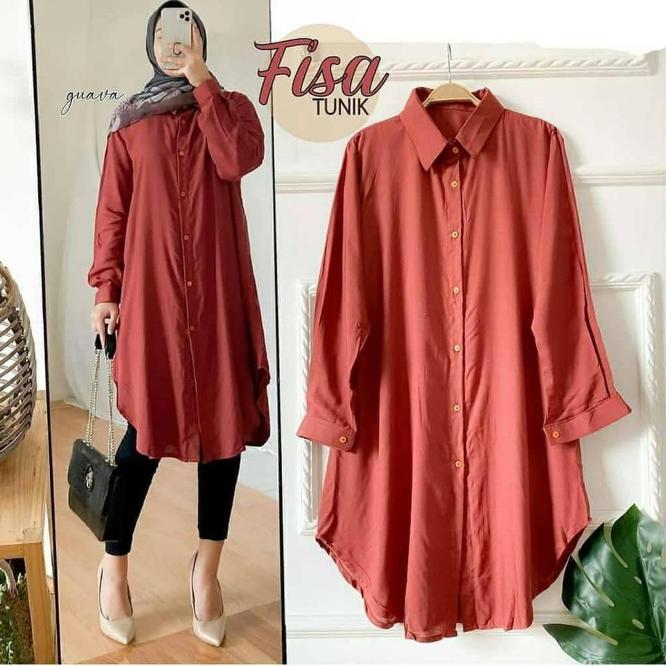 CRM.15Ja23ˢ ▫ BAJU ATASAN MUSLIM WANITA FISA TUNIK TUNIC KATUN RAYON PREMIUM TERBARU