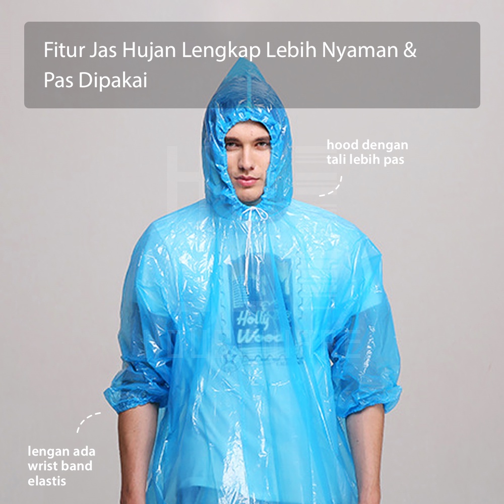 HUGO Jas Hujan Plastik Sekali Pakai Jas Hujan Poncho Jas Hujan Darurat Disposable Raincoat