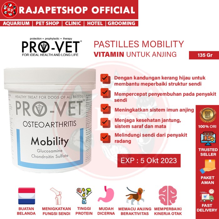 (COD) PROVET PASTILLES MOBILITY SUPLEMEN TULANG VITAMIN SENDI ANJING 135 GR