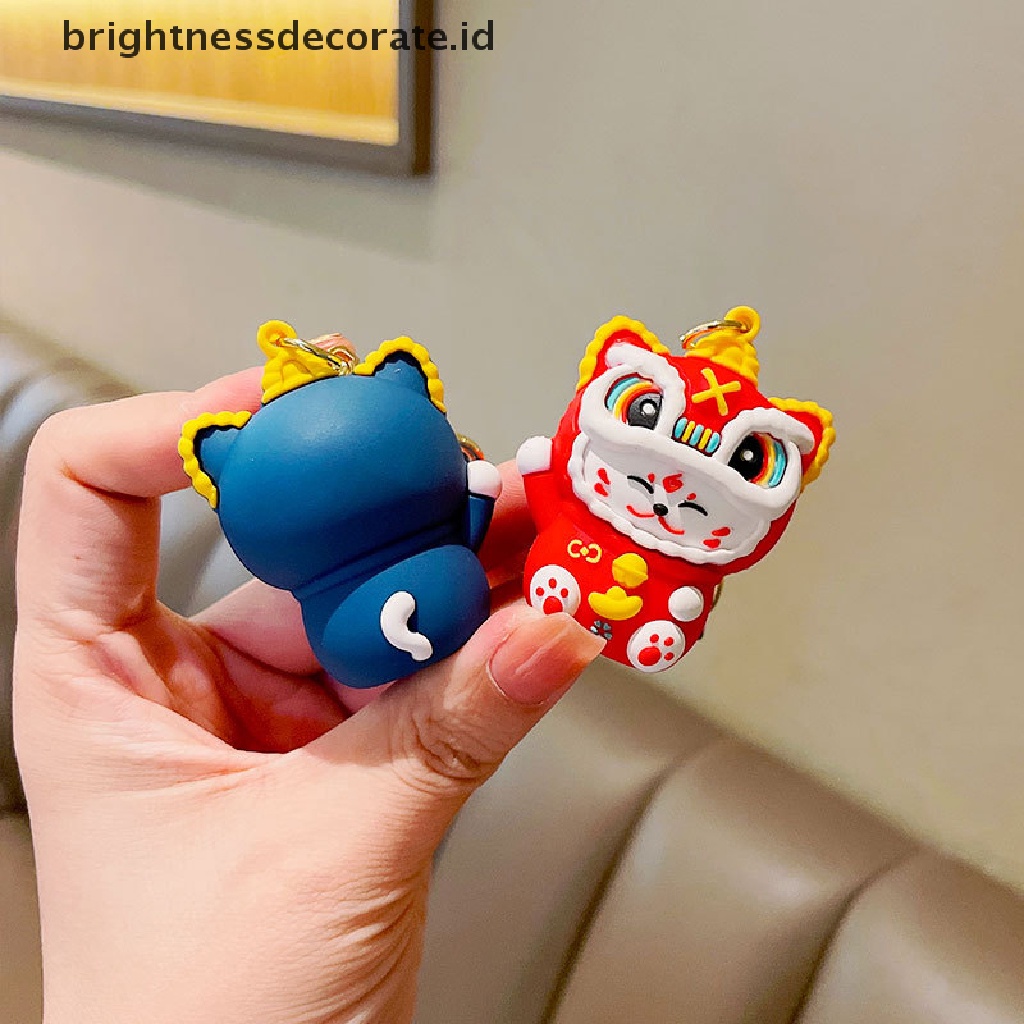 [Birth] Gantungan Kunci Wajah Kucing Lion Dance Gaya Cina Kreatif Lucu Untuk Wanita Grosir Tas Aksesoris Liontin Mobil [ID]