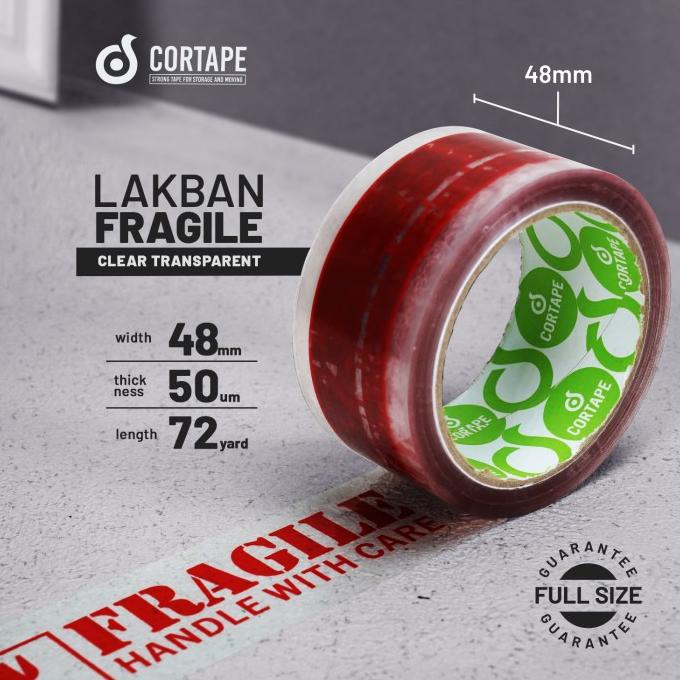 

LAKBAN CLEAR TRANSPARANT MERAH FRAGILE CORTAPE 48MM 72YARD (1 DUS) juwar01