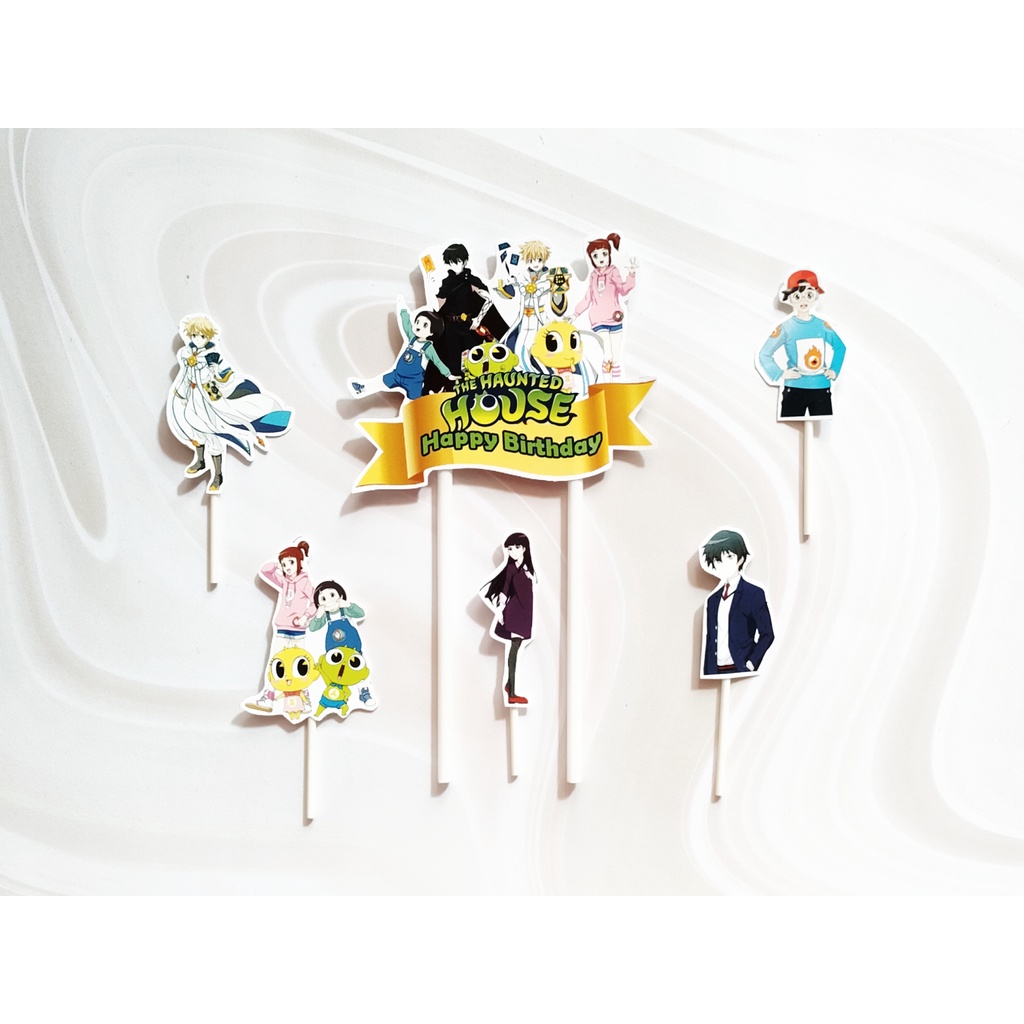 isi 6 cake topper hiasan kue ulang tahun karakter Shinbi The Haunted House