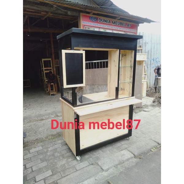 booth kayu jati Belanda murah gerobak jualan booth kekinian
