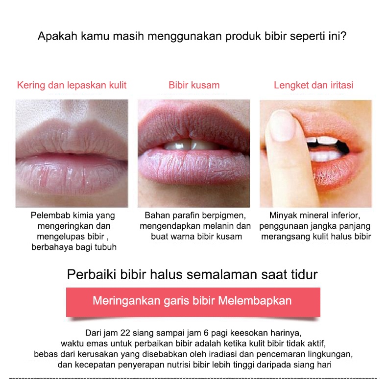 Serum bibir Masker bibir untuk bibir hitam 10g Perbaikan pelembab bibir kering dan pecah-pecah masker perawatan bibir memudarkan kerutan bibir