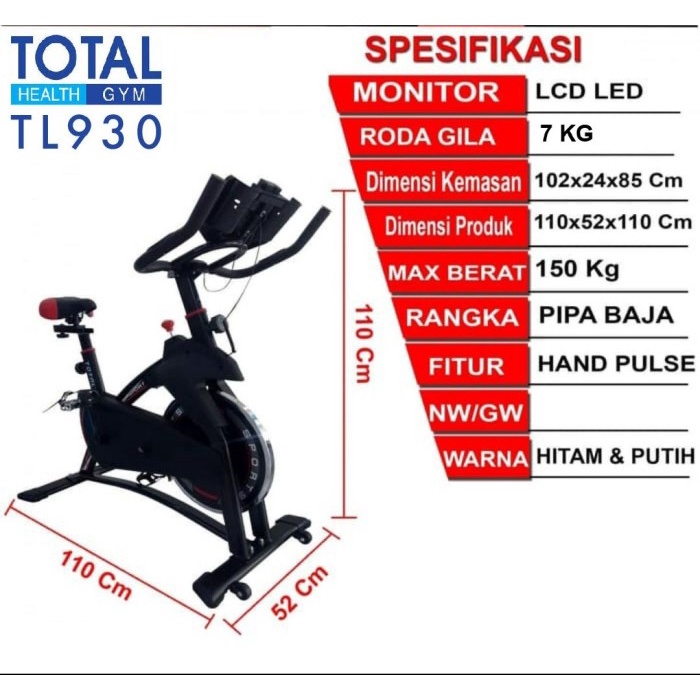 SEPEDA STATIS SPINNER BIKE TL 930 TOTAL FITNES