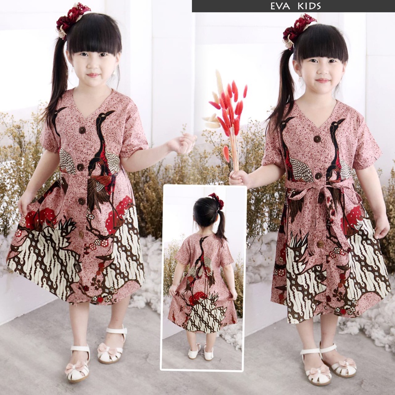 Dress Batik Anak Perempuan / Dress Anak / Batik Anak / Batik Couple / Eva Kids Dress