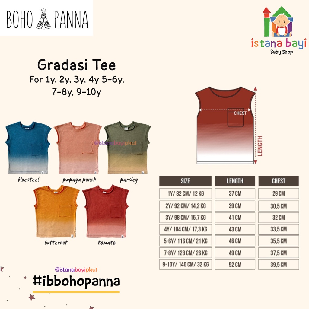 BOHOPANNA GRADASI TEE - KAOS ANAK 1-10 TAHUN