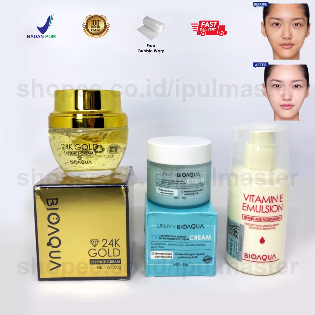 BIOAQUA Cream Lengkap 24K Gold - Ceramide - Vitamin E Emulsion BPOM