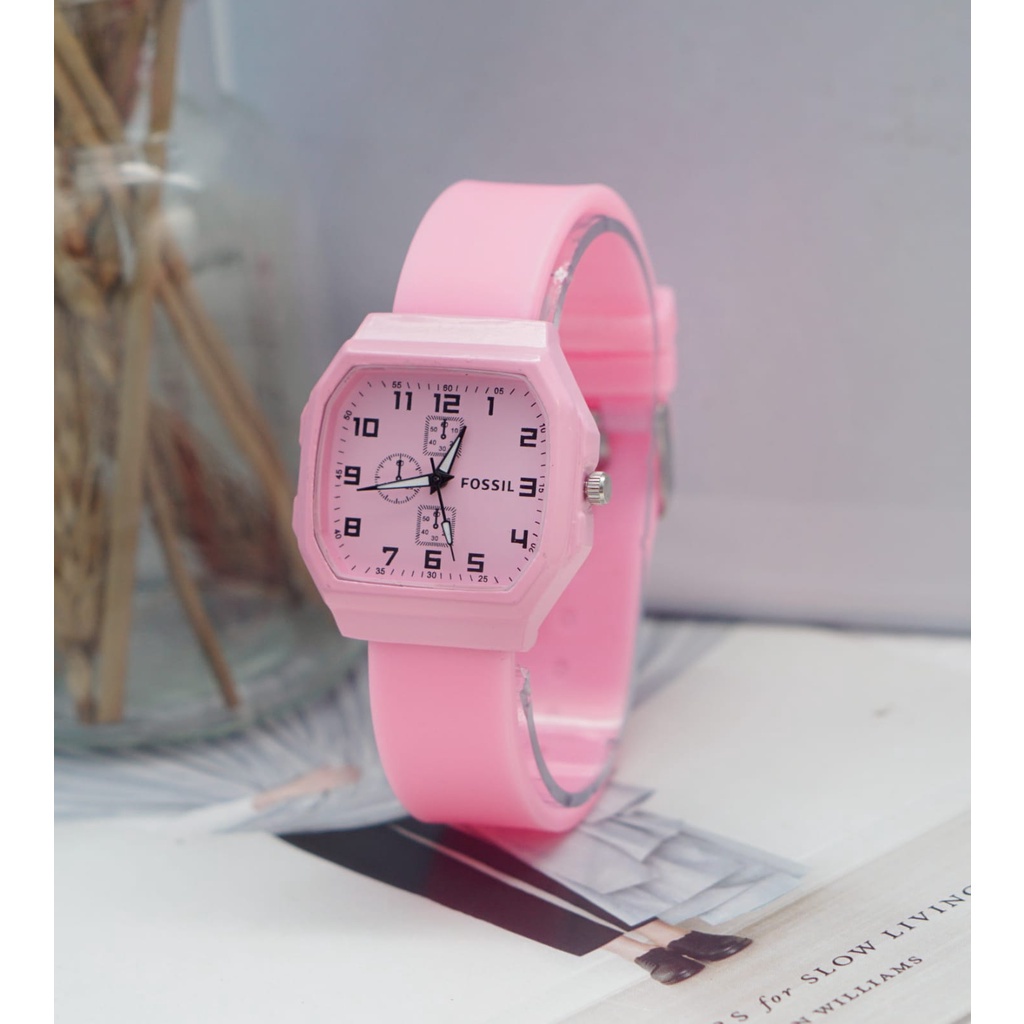 PA  JAM TANGAN WANITA / PRIA ANALOG QUARTZ  RUBBER WATCH IMPORT GROSIR ORIGINAL KOTAK PERSEGI HIGH QUALITY RM070