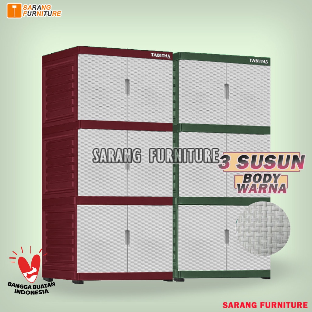 FULL KUNCI LEMARI PAKAIAN PLASTIK FULL KUNCI 3 SUSUN LEMARI TABITHA PENGUNCIAN TABITHA 3 SUSUN