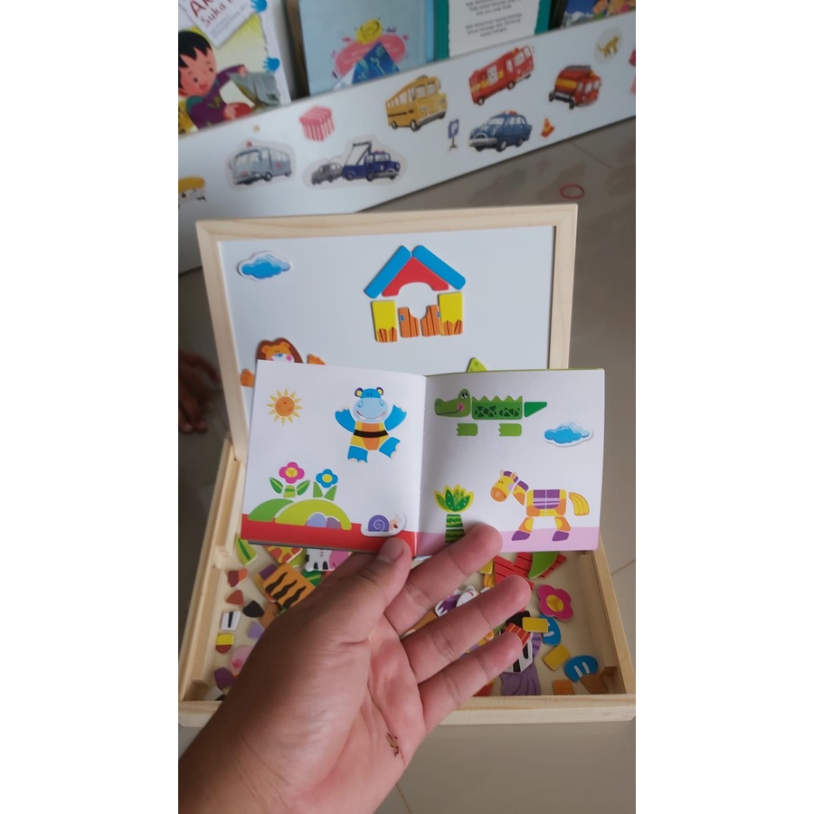 Puzzle Magnet Mainan Anak Puzzle Mainan Kayu Papan Tulis Edukatif