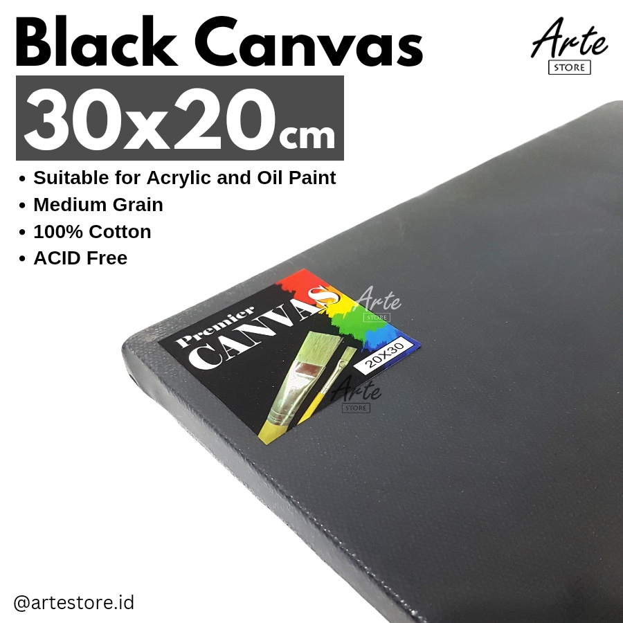 Kanvas Lukis Hitam - Premier Black Canvas 30x20 cm