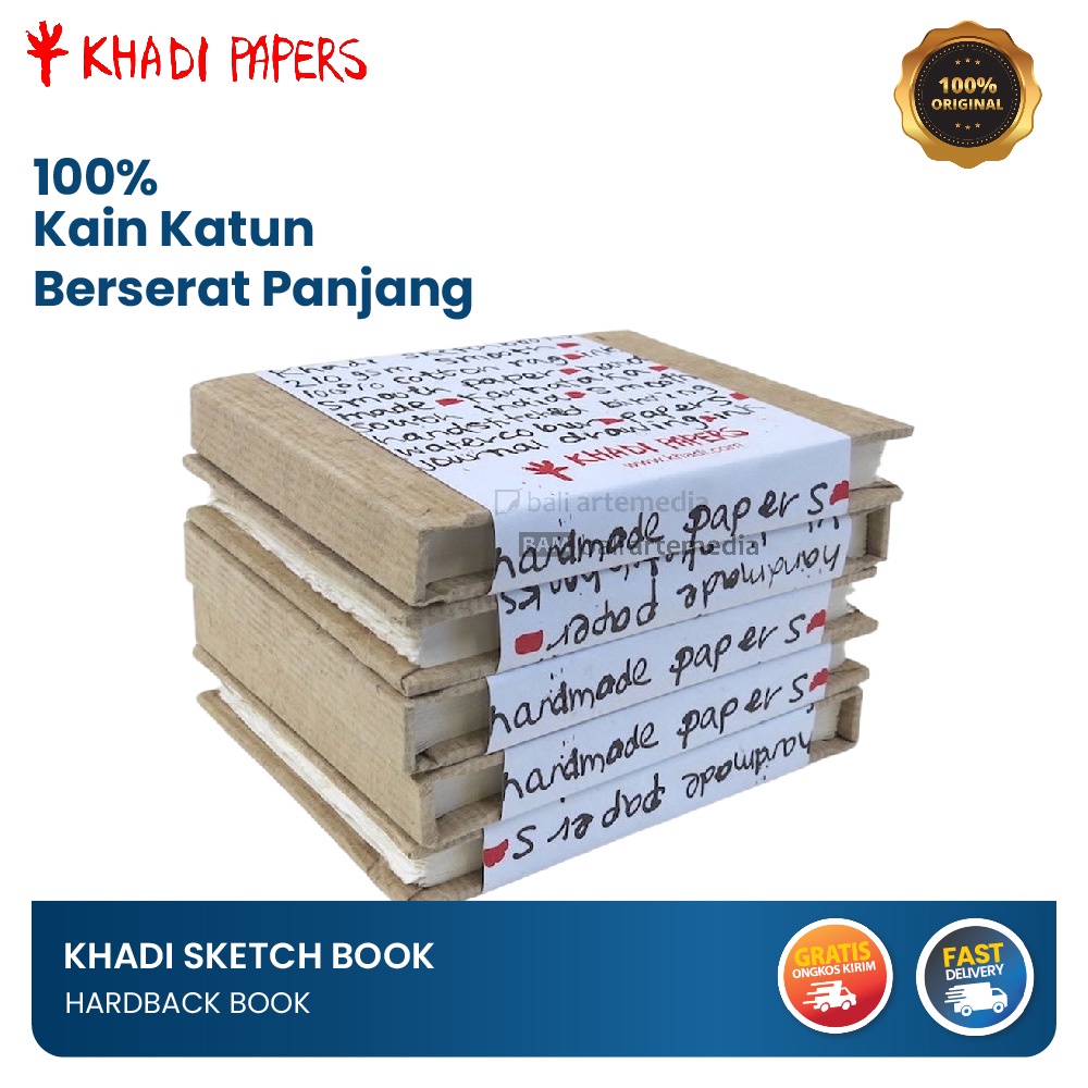 Khadi Sketchbook Hardback Book 210gsm 13 x 16cm Buku Menggambar Alat Melukis By Bali Aratemedia