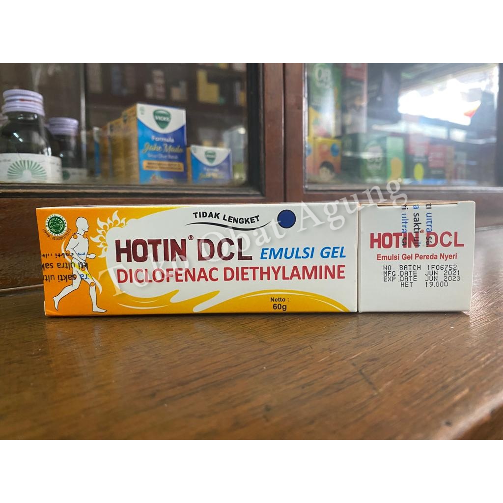 Hotin (Hot In) DCL Diclofenac Diethylamine 60 gr Tube. Krim Pereda Nyeri Sendi, Rematik, Kram