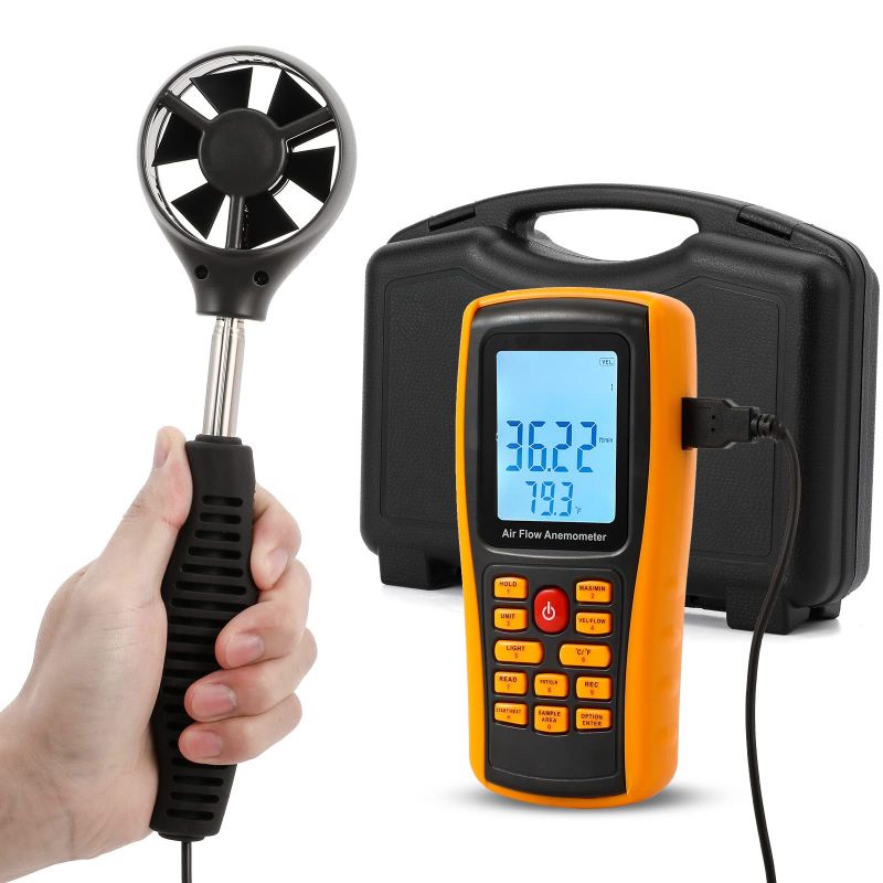 Digital  Anemometer Data Logger Wind Meter Tester Ukur Kecepatan Angin PC GM8902+ Air Flow Velocity Meter Wind Speed Gauges