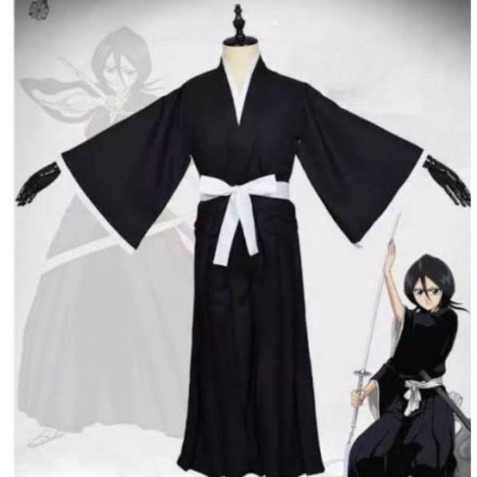 Costum kimono hakama bleach black ichigo kurosaki costum jepang