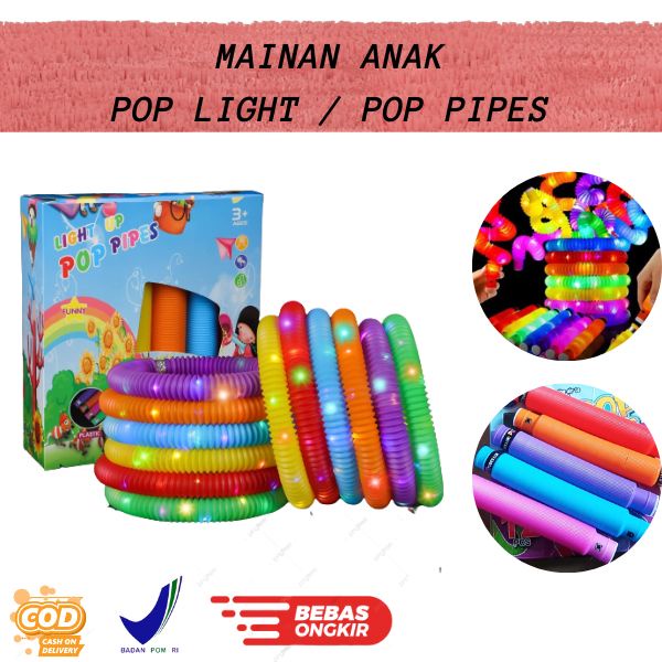 COD / Mainan Viral Light Up Pop Tubes Pop Pipes Mainan Lampu Stick Pipa Selang Fidget Toy / Mainan L