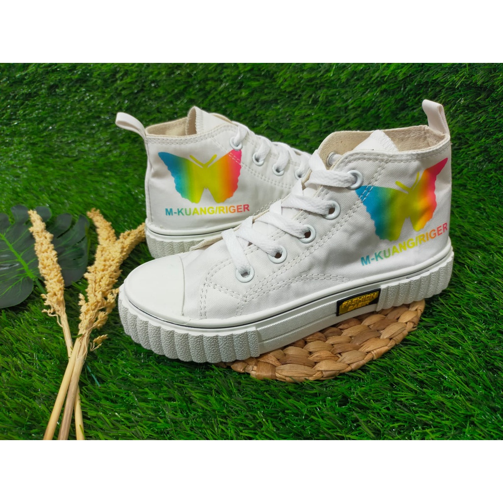 Sepatu Wanita Sneakers Model Boot Kanvas Butterfly Import