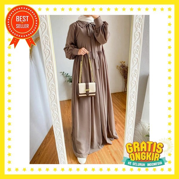 Erina Dress Wanita Cringkle Airflow Terbaru Mewah Elegan Ld 110 Gamis Wanita Terbaru Baju Gamis Leba