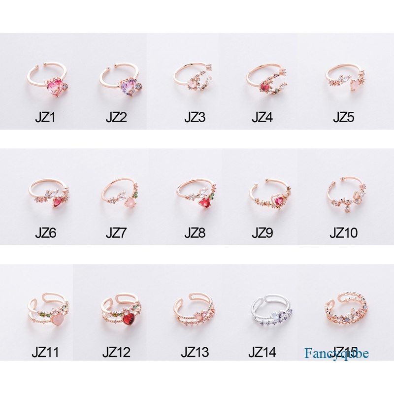 Cincin Perak925 Sterling Untuk Wanita Hati Wishbone Tunangan Kawin Rose Gold Kristal Ring Perhiasan Mewah