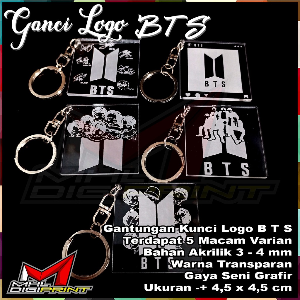 GANTUNGAN KUNCI AKRILIK LOGO BTS - GANCI BTS - SEHARI JADI - TANPA MINIMAL ORDER - GANTUNGAN KUNCI BTS