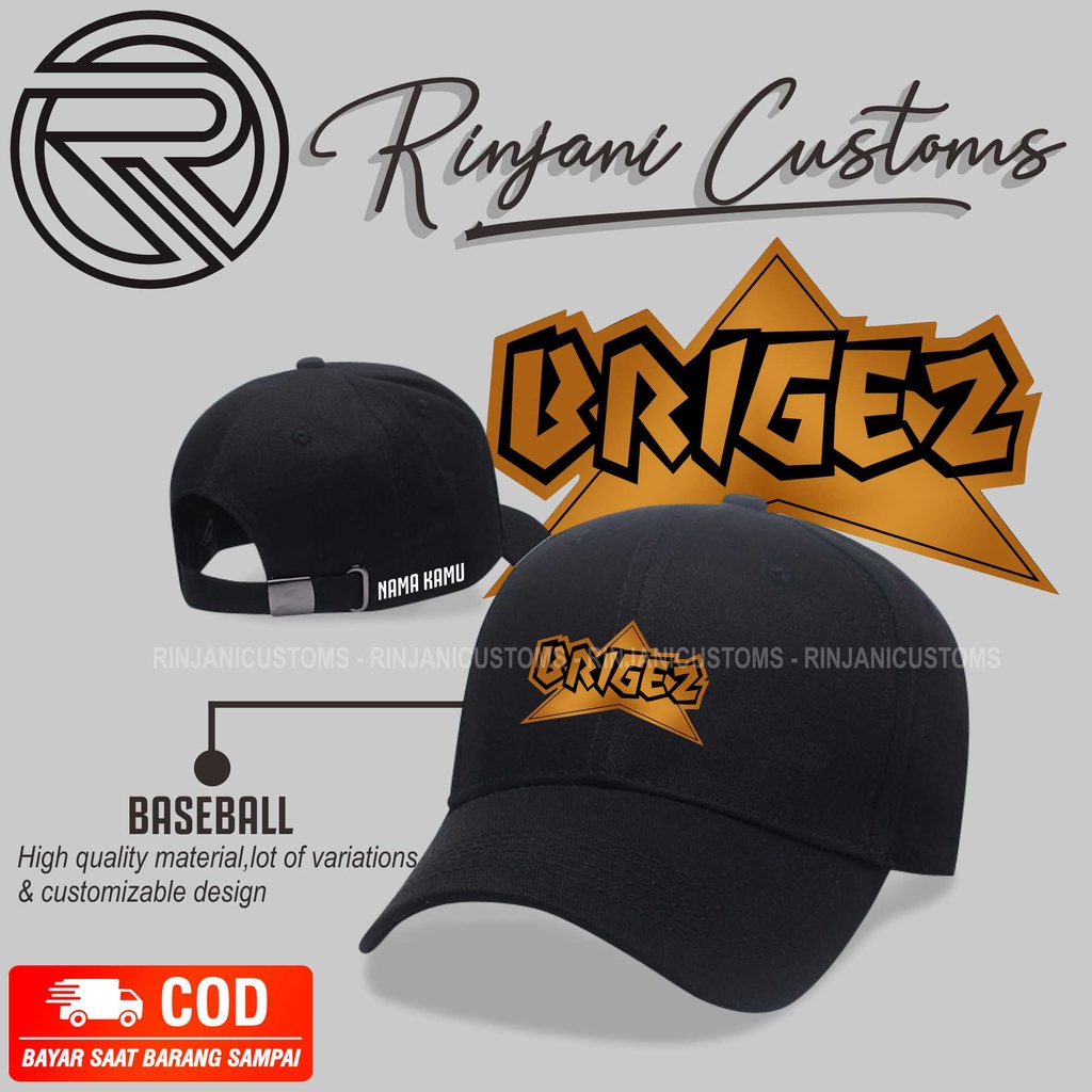 TOPI BASEBALL BRIGEZ INDONESIA, BASEBALL ORMAS BRIGEZ .BISA PAKAI NAMA SENDIRI