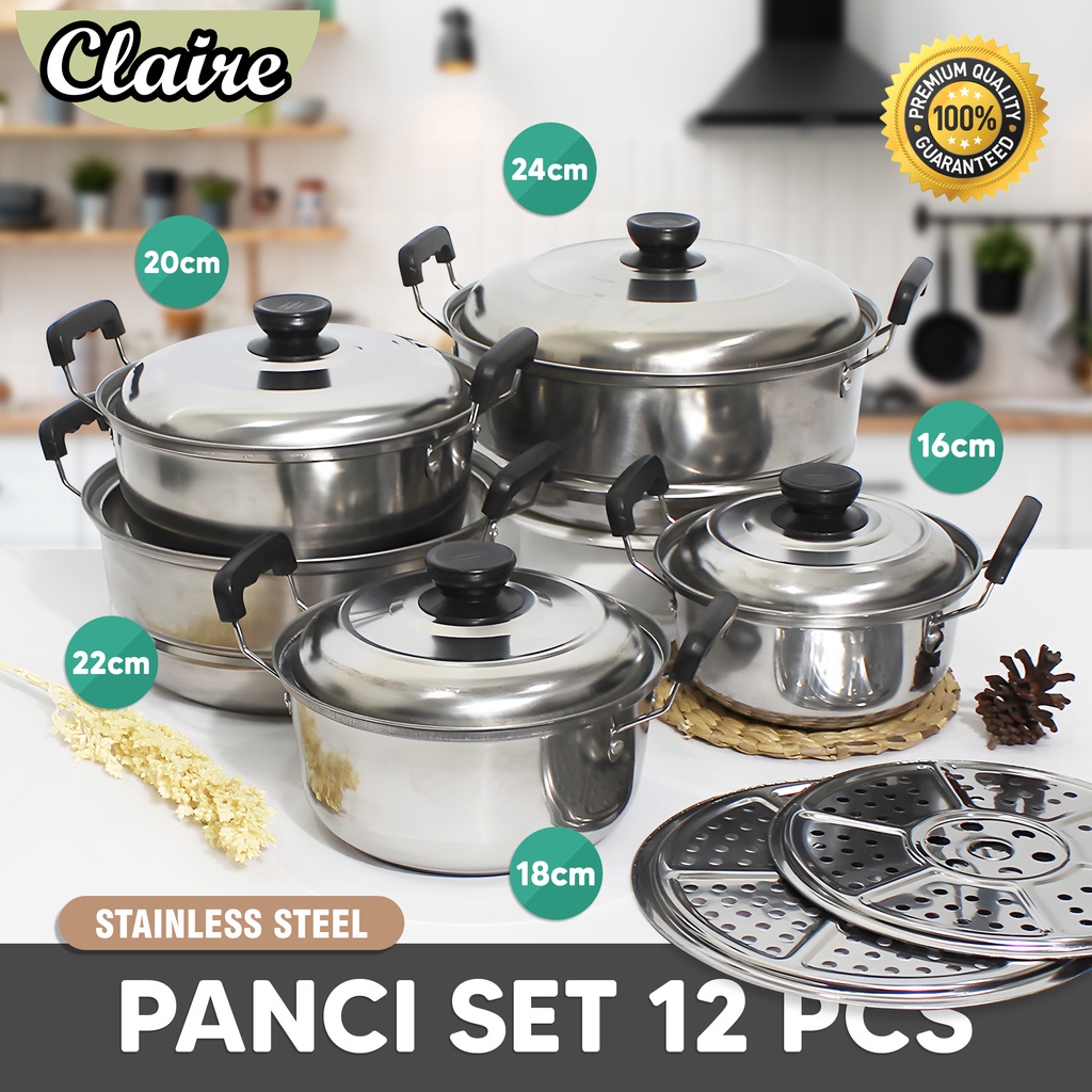 Panci Set 12 Pcs / Set Panci Stainless