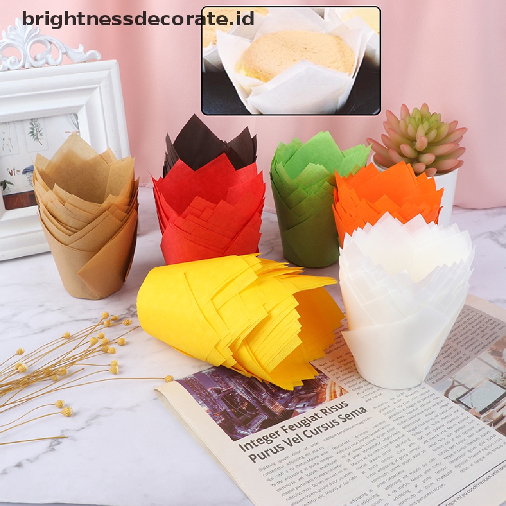 [Birth] 50pcs Cupcake Wrapper Liners Muffin Tulip Case Kertas Kue Baking Cup Decor [ID]