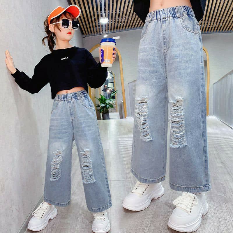 CELANA JEANS ANAK WANITA TANGGUNG / CELANA JEANS ABG / KULOT JEANS SOBEK ANAK PEREMPUAN / CELANA JEA