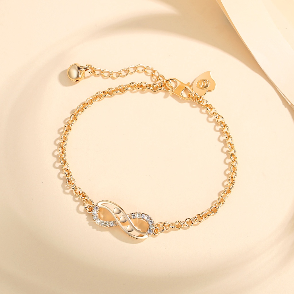Y945 【Barang spot】Gelang Wanita Korea Titanium Rantai Adjustable Gelang Mewah Zirkon Gelang Imitasi Emas Fashion Perhiasan