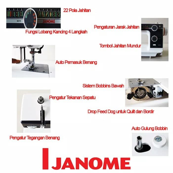 Mesin Jahit Semi Portable Janome L-395F / L 395F Body Full Besi