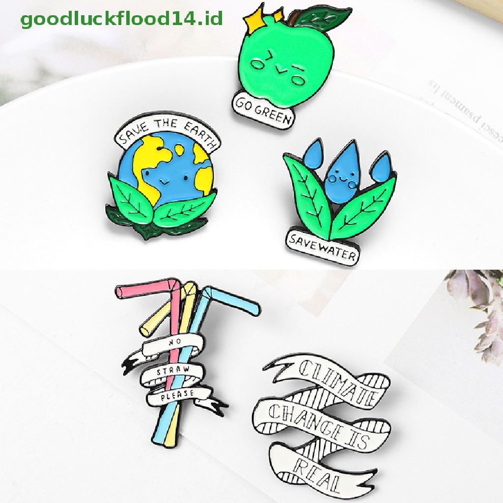 [GOOGFOUR] Save the Earth Enamel Protect Environment Bros Tas Pakaian Kerah Pin Lencana [TOP]