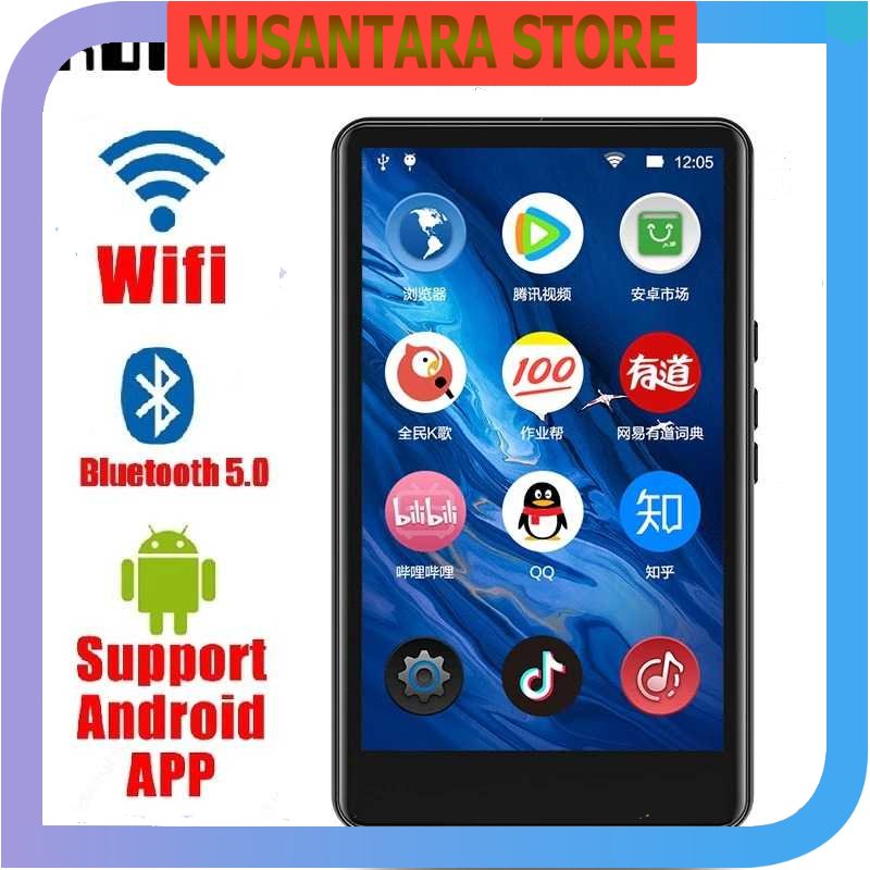 NUSANTARA STORE - Ruizu Android MP3 Player Wifi Bluetooth Touchscreen 4 Inch - H6