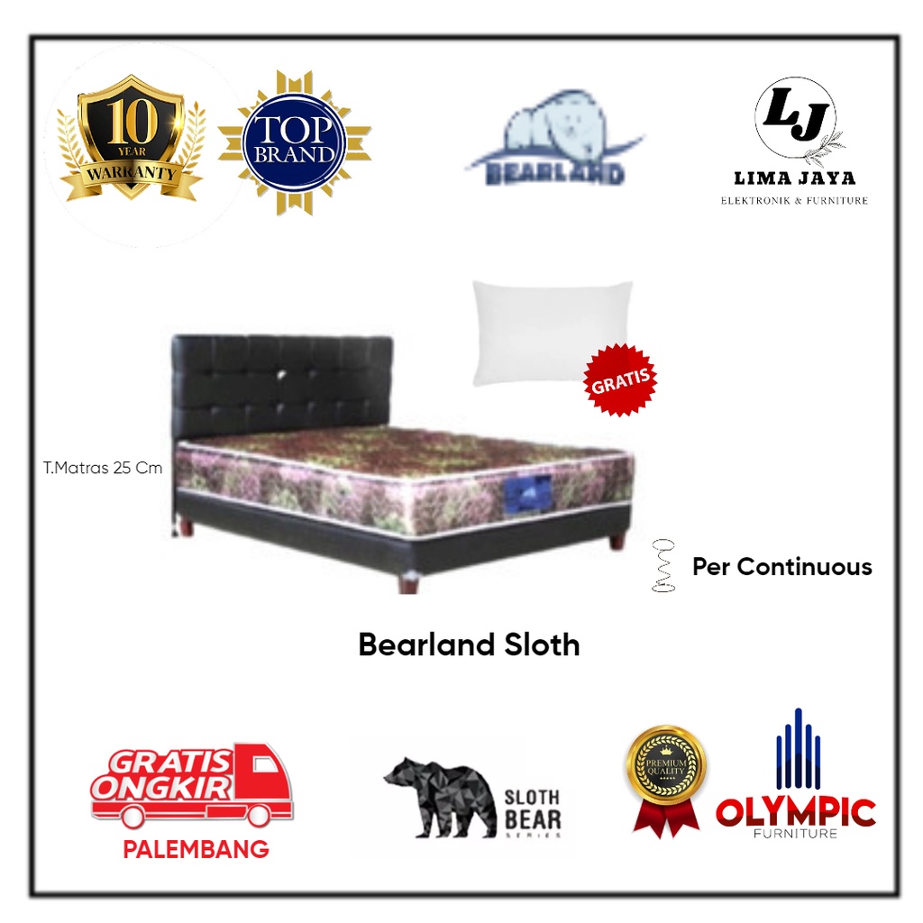 Matras Springbed Bearland Sloth By Olympic Kasur Springbed Bearland Bergaransi Resmi