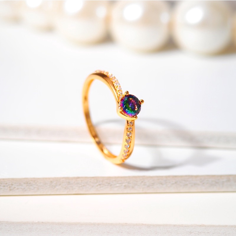 Cincin Emas Solitaire Aurora Line - Toko Emas Gadjah