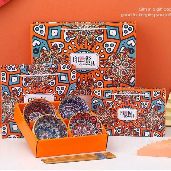 Ceramic Bowl Orange And Kelinci CNY Christmas Parsel Hampers Mangkok Dragon Imlek 2024 Kado Nikah Ulang Tahun