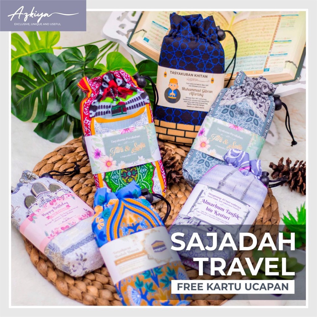 Jual Souvenir Sajadah Travel Free Kartu Ucapan Lilit Bahan Premium X Cm Sajadah Travel