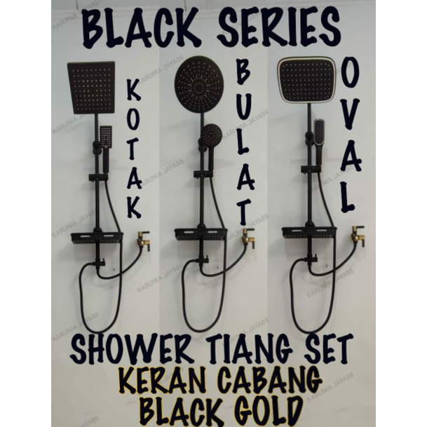 Shower Tiang Coulumn Dingin+Keran Cabang Komplit/shower tiang set hitam minimalis black/Shower Column Promo Termurah