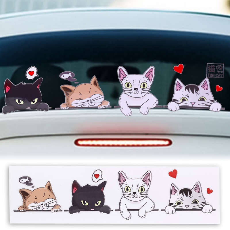 Kepribadian Mobil Kucing Lucu Stiker Berbaring Jendela Kucing Stiker Reflektif Goresan Decal Auto Motor Listrik Dekorasi