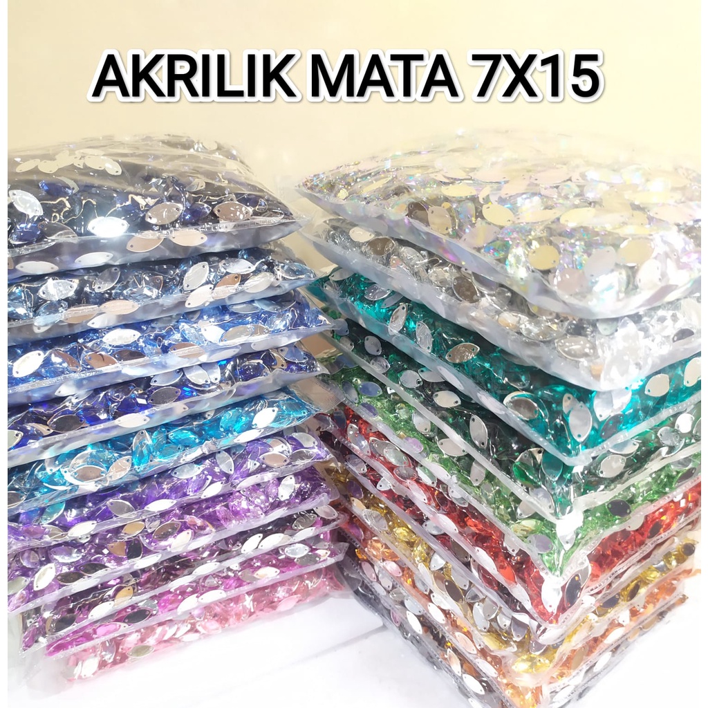 Payet / Diamond Kristal Akrilik Jahit Grade A Mata/Sampan 7x15, 100 pcs