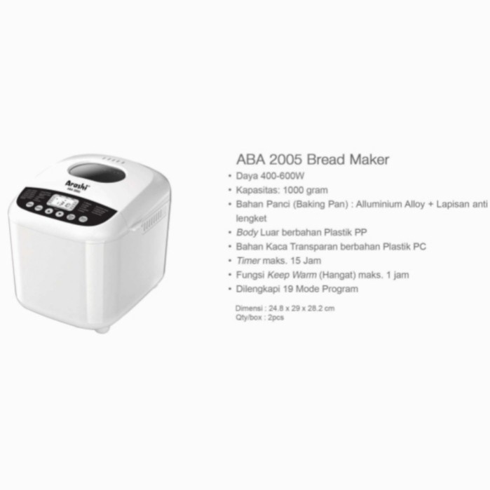 Arashi Bread Maker / Mesin PemBuat Roti ABA 2005 - Bahan Alluminium Alloy - Anti Lengket