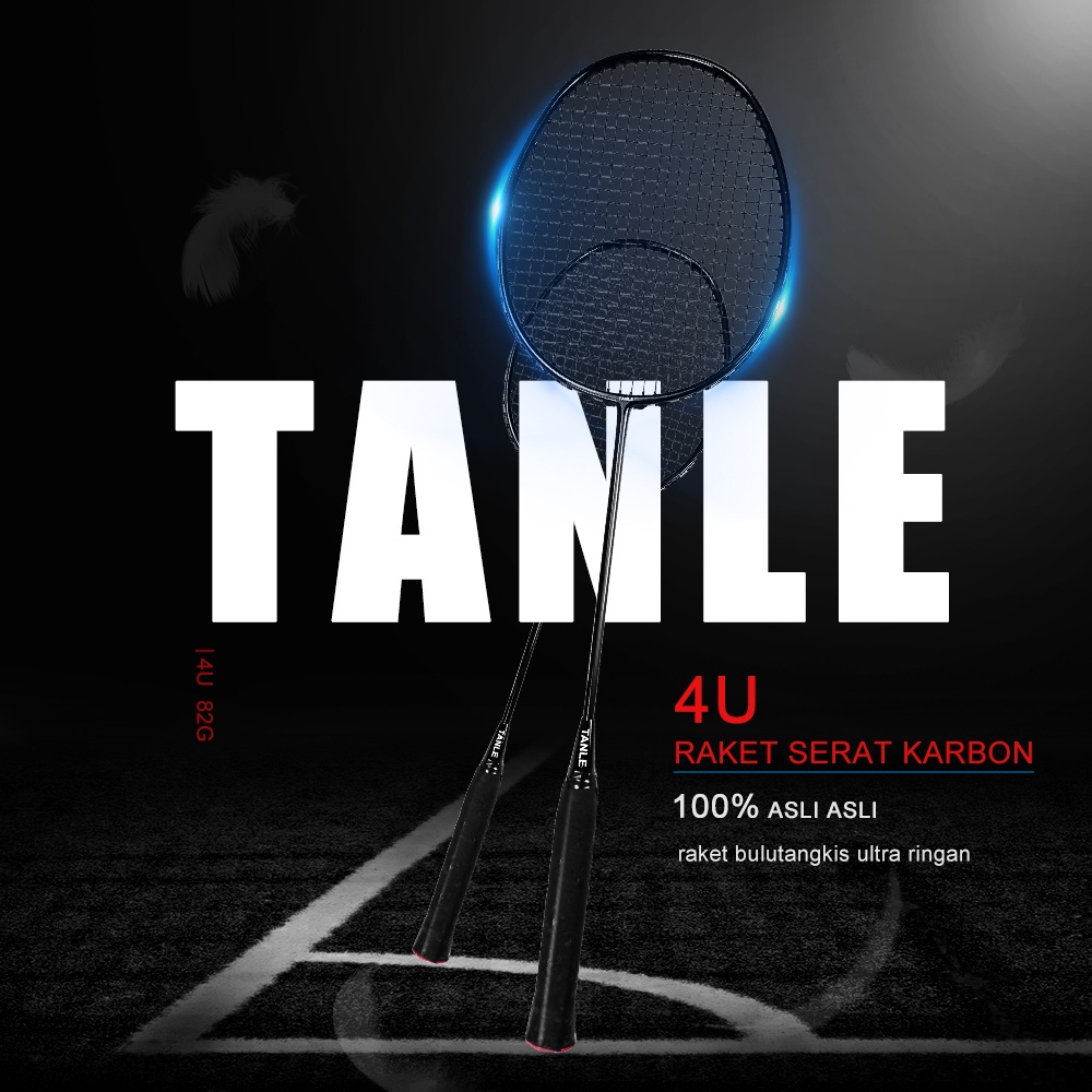 Raket Bulutangkis TANLE 2pcs Badminton racket 100% serat karbon asli untuk serangan dan pertahanan