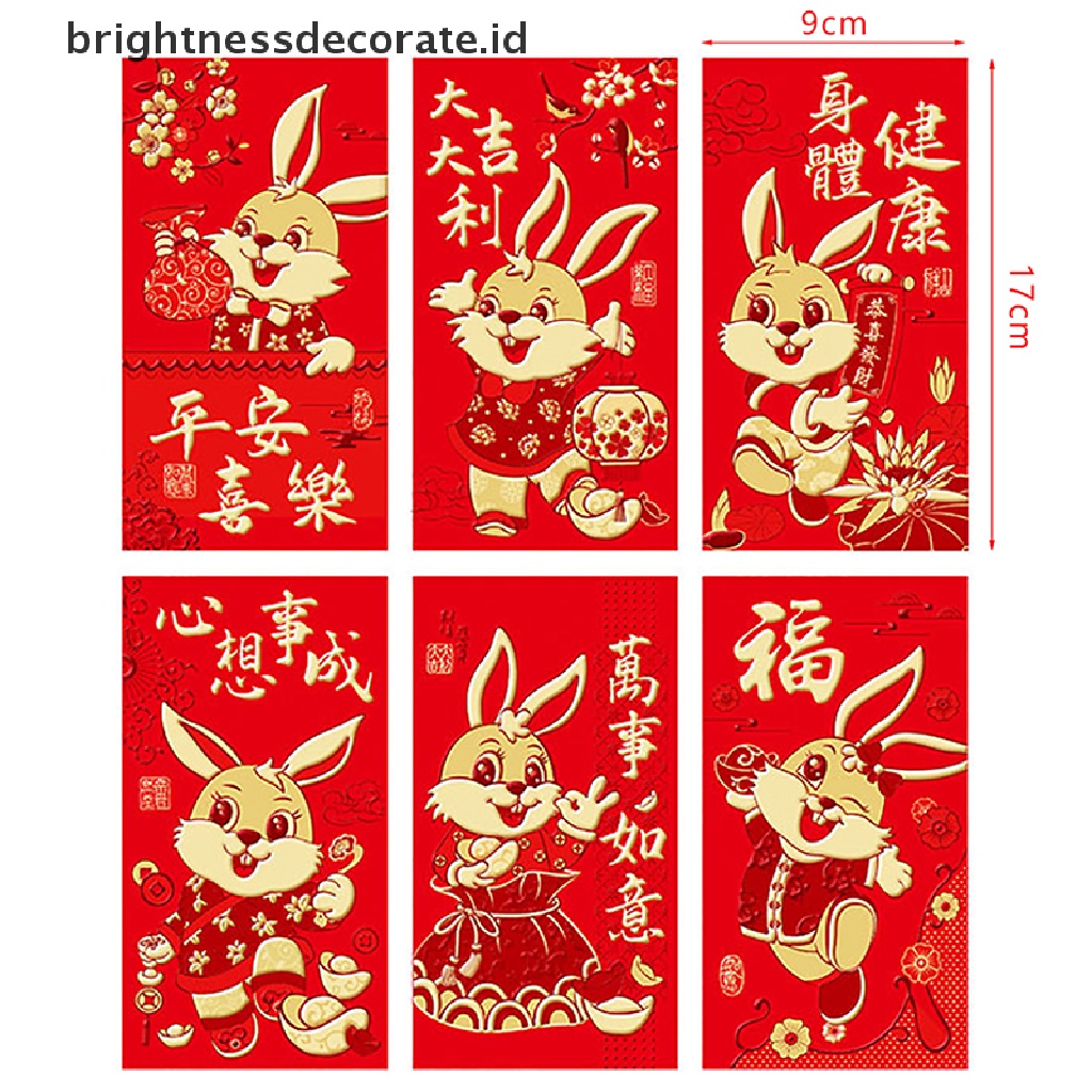 [Birth] 6pcs Kartun Anak Kantong Packing Uang Amplop Merah Festival Musim Semi Hongbao [ID]